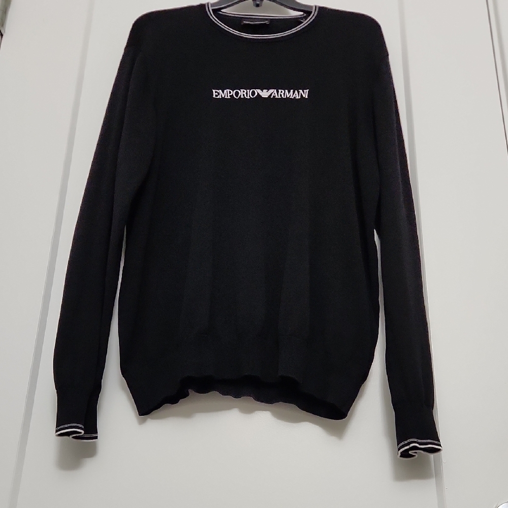 Men's Emporio Armani Black Crewneck Sweater - Picture 3 of 6